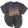 SENIOR 2023 Retro Class Of 2023 Seniors Graduation 23 Hippie Mineral Wash Tshirts Mineral Black