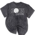 Senior 2025 Volleyball Mom High School Graduation Outfit Pro Mineral Wash Tshirts Mineral Black