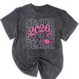Senior 2026 Class Of 2026 Coquette Pink Bow Graduation Moms Mineral Wash Tshirts Mineral Black