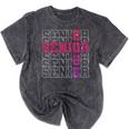 Senior 2026 Class Of 2026 Graduation 2026 Pink Girl Women Mineral Wash Tshirts Mineral Black