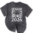 Senior 2026 Floral Flowers Class Of 2026 Graduation Kids Mineral Wash Tshirts Mineral Black