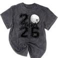 Senior 2026 Golf Player Heart Graduation Girls Teens Mineral Wash Tshirts Mineral Black