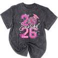 Senior 2026 Graduation Girls Coquette Pink Bow Class Of 2026 Premium Mineral Wash Tshirts Mineral Black