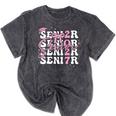 Senior 2027 Class Of 2027 Coquette Pink Bow Graduation 2027 Premium Tri-Blend Mineral Wash Tshirts Mineral Black