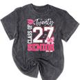 Senior 2027 Class Of 2027 Pink Coquette Bow Graduation Girl Mineral Wash Tshirts Mineral Black