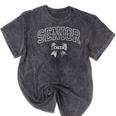 Senior Class Of 2026 Cheerleading Coquette Bow Graduation Mineral Wash Tshirts Mineral Black