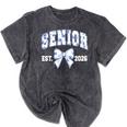 Senior Class Of 2026 Graduation Girly Floral Coquette Bow Mineral Wash Tshirts Mineral Black