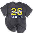 Senior Class 2026 Graduation Yellow Blue Letters Mineral Wash Tshirts Mineral Black