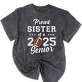 Senior Football Sister Class Of 2025 Graduation Graduate Mineral Wash Tshirts Mineral Black