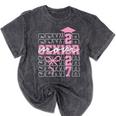 Senior Mom 2027 Class Of 2027 Coquette Bow Graduation 2027 Mineral Wash Tshirts Mineral Black