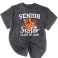 Senior Sister Class Of 2026 Coquette Basketball Graduation Mineral Wash Tshirts Mineral Black
