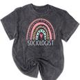 Sociologist Sociology Teacher Graduation Rainbow Mineral Wash Tshirts Mineral Black