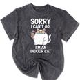 Sorry I Can’t Go I’m An Indoor Cat Introvert Cat Mineral Wash Tshirts Mineral Black