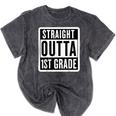 Straight Outta 1st Grade First Graduate Graduation Student Mineral Wash Tshirts Mineral Black