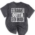 Straight Outta 5th Grade Graduation Motivational Mineral Wash Tshirts Mineral Black