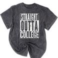 STRAIGHT OUTTA COLLEGE Graduation 2019 T Shirt Her Him Women Mineral Wash Tshirts Mineral Black