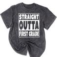Straight Outta First Grade Graduation Class Mineral Wash Tshirts Mineral Black