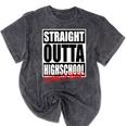 Straight Outta High School Class Of 2023 Graduation Mineral Wash Tshirts Mineral Black