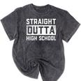 Straight Outta High School Graduation Kid Mineral Wash Tshirts Mineral Black