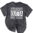 Straight Outta High School Senior Graduation Mineral Wash Tshirts Mineral Black