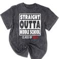 Straight Outta Middle School Class Of 2022 Shirt Graduation Mineral Wash Tshirts Mineral Black