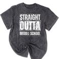 Straight Outta Middle School Class Of 2024 Graduation Mineral Wash Tshirts Mineral Black