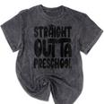 Straight Outta Preschool Graduation Cap Gown 2022 Cute Mineral Wash Tshirts Mineral Black