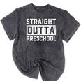 Straight Outta Preschool Graduation Kids Mineral Wash Tshirts Mineral Black