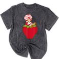 Strawberry Shortcake Sitting On Strawberry Retro Nostalgia Mineral Wash Tshirts Mineral Black