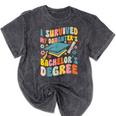 i Survived My Daughter's Bachelors Degree Groovy Graduation Mineral Wash Tshirts Mineral Black