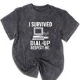 I Survived Dial-Up Internet – Retro 90s Nostalgia Mineral Wash Tshirts Mineral Black
