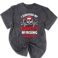 i Survived My Fiance's Nursing Degree Graduation Gifts Mineral Wash Tshirts Mineral Black