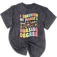 i Survived My Fiance's Nursing Degree Graduation Groovy Premium Mineral Wash Tshirts Mineral Black