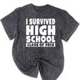 I Survived High School Class Of 2018 Graduation Mineral Wash Tshirts Mineral Black