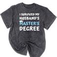 i Survived My Husbands Masters Degree College Graduation Mineral Wash Tshirts Mineral Black