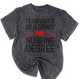 I Survived My Husband's Nursing Degree School Graduation Mineral Wash Tshirts Mineral Black