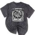 I Survived Lawn Darts Classic Yard Nostalgia Game Fun Mineral Wash Tshirts Mineral Black