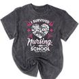 I Survived Nursing School Class Of 2018 Graduation T-Shirt Mineral Wash Tshirts Mineral Black