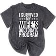 i Survived My Wife Doctorate Program PHD Wife Graduation Mineral Wash Tshirts Mineral Black