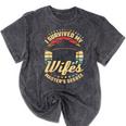 Survived My Wife's Master's Degree College Graduation Mineral Wash Tshirts Mineral Black