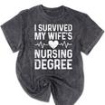 I Survived My Wife's Nursing Degree School Graduation Mineral Wash Tshirts Mineral Black