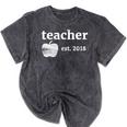 Teacher Est 2018 Vintage Graduation Mineral Wash Tshirts Mineral Black