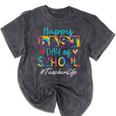 Teacher Happy Last Day Of School Women Men Graduation Mineral Wash Tshirts Mineral Black