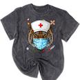 Tiger Nurse RN ER Nursing School Graduation Mineral Wash Tshirts Mineral Black