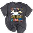 Unicorn Kindergarten Graduation Shirt Girls Mineral Wash Tshirts Mineral Black