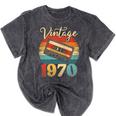 Vintage 1970 Retro Cassette Tape 70s Born Nostalgia Birthday Mineral Wash Tshirts Mineral Black