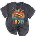 Vintage 1970 Retro Cassette Tape 70s Born Nostalgia Birthday Mineral Wash Tshirts Mineral Black