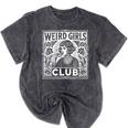 Weird Girls Club Vintage Linocut Retro Introvert Aesthetic Mineral Wash Tshirts Mineral Black