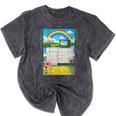 Women's Frutiger Aero Aesthetic Rainbow Glitch Art Mineral Wash Tshirts Mineral Black