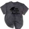 Women's One Degree Hotter College Masters PhD Graduation Party Mineral Wash Tshirts Mineral Black